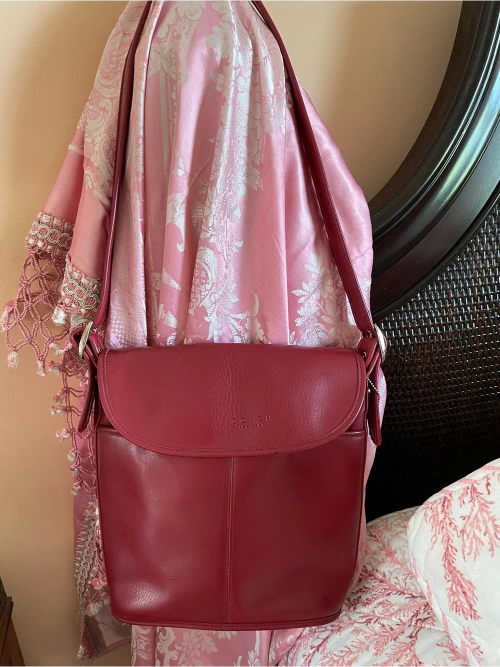 Coach Red Leather Crossbody Satchel